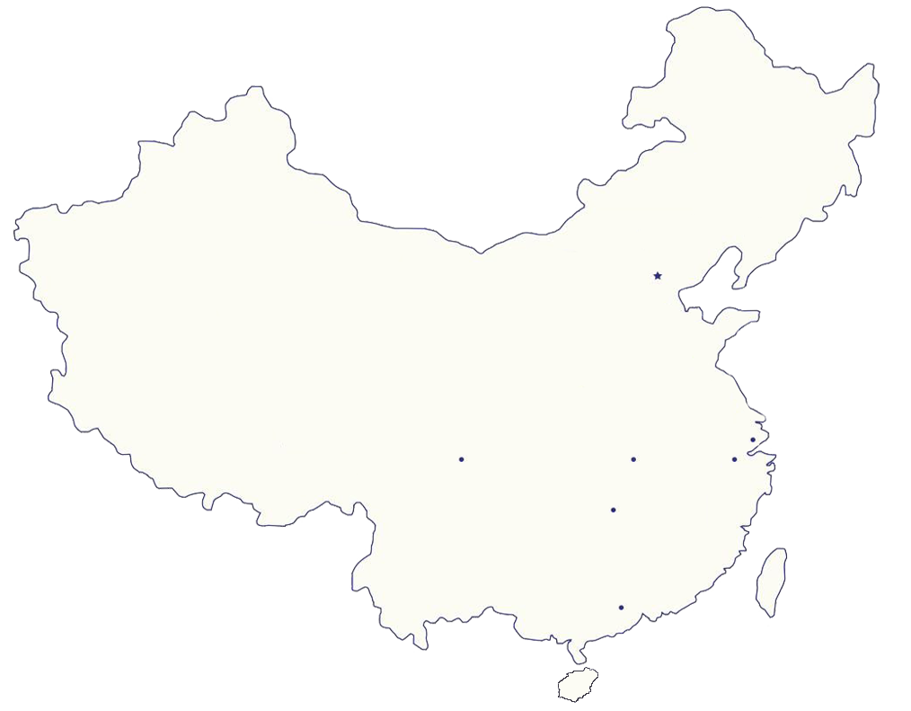 Map of China highlighting hospital regions
